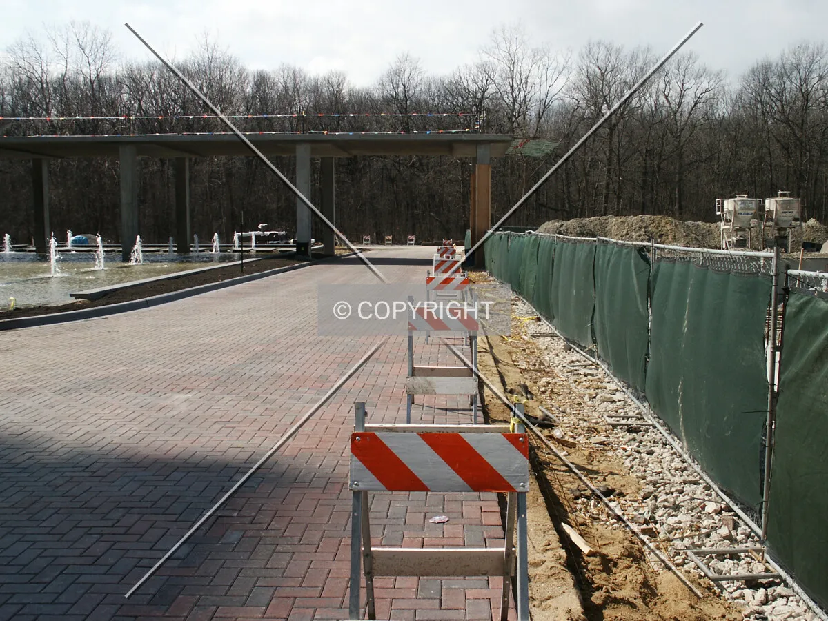 Looking west down the driveway towards Harms Woods