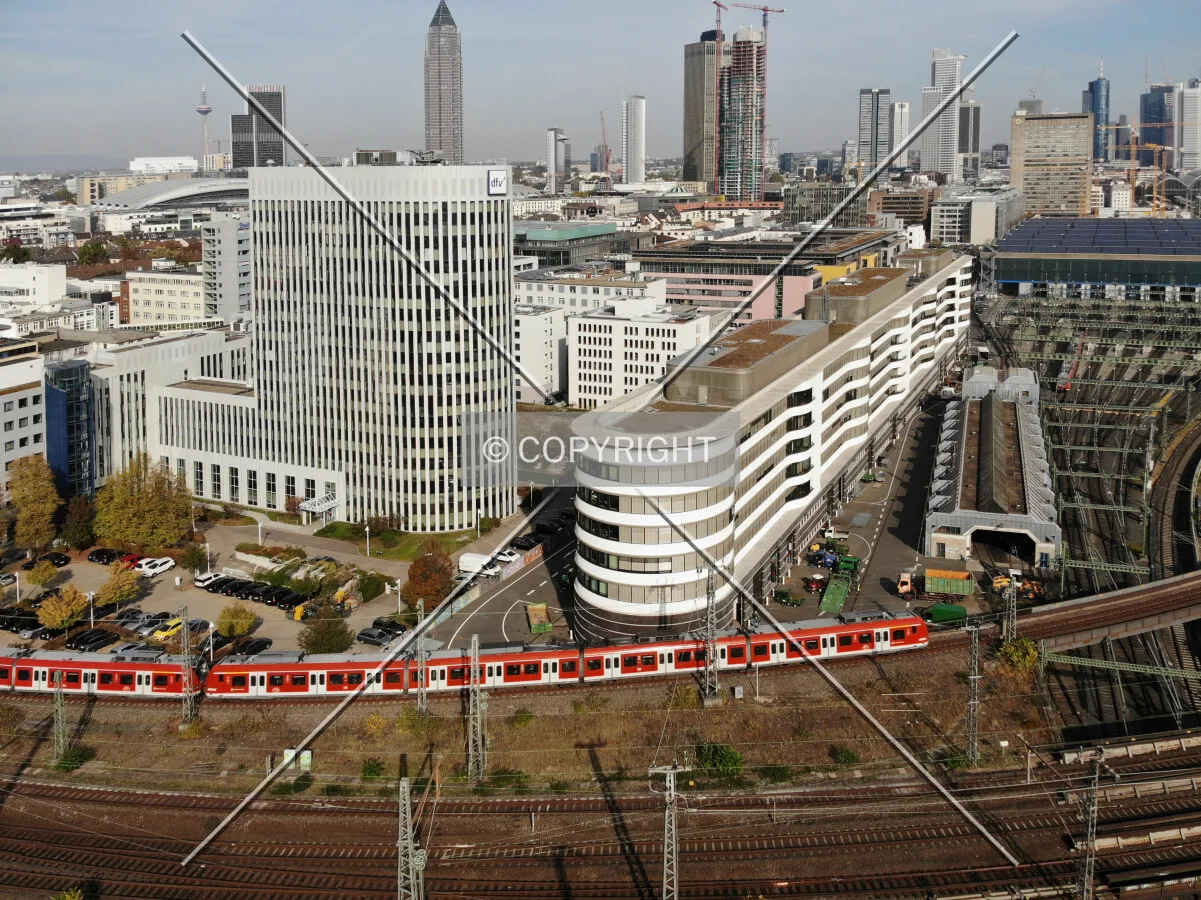 S-Bahn running on rails tracks