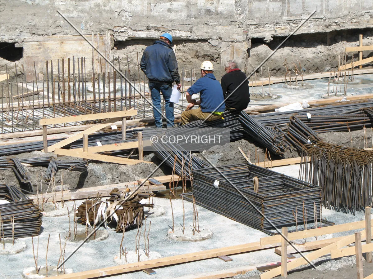 Construction workers taking a break
