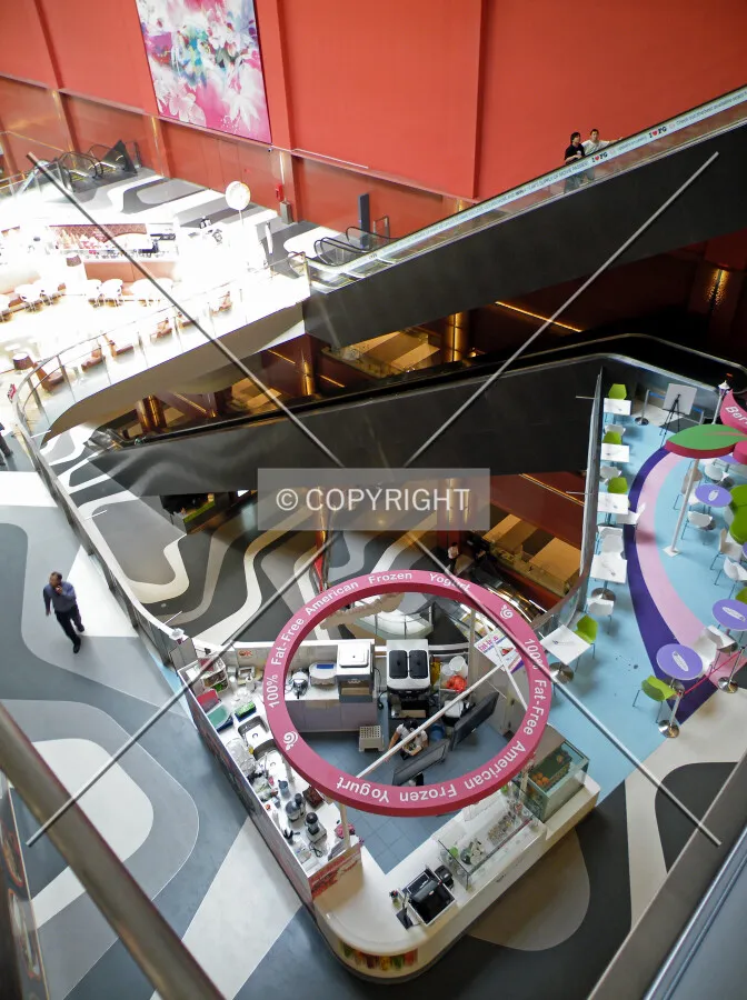 View into the northern void of the shopping mall