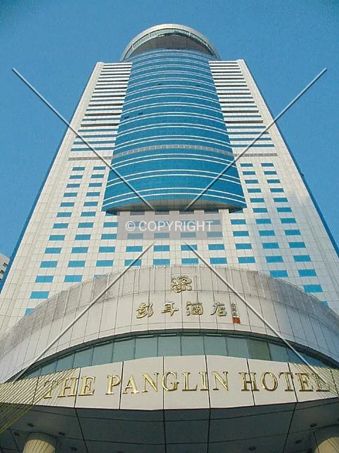 Steep perspective of the facade