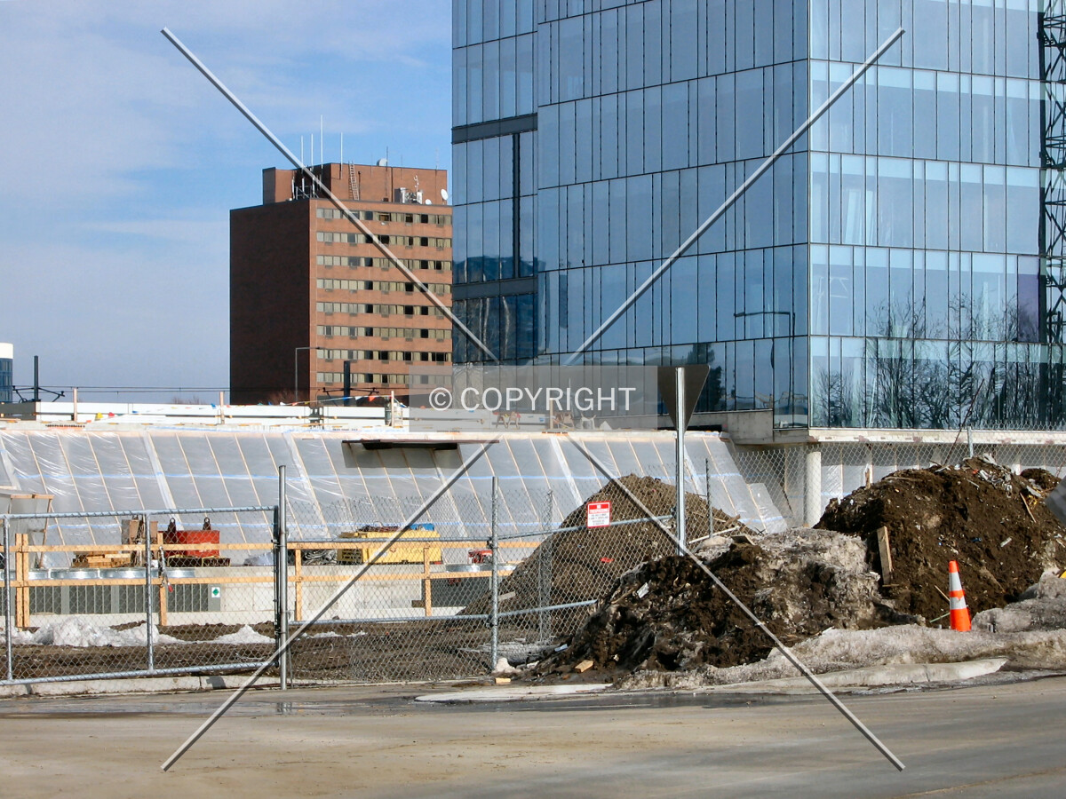 With the one-story lobby connecting to the west tower