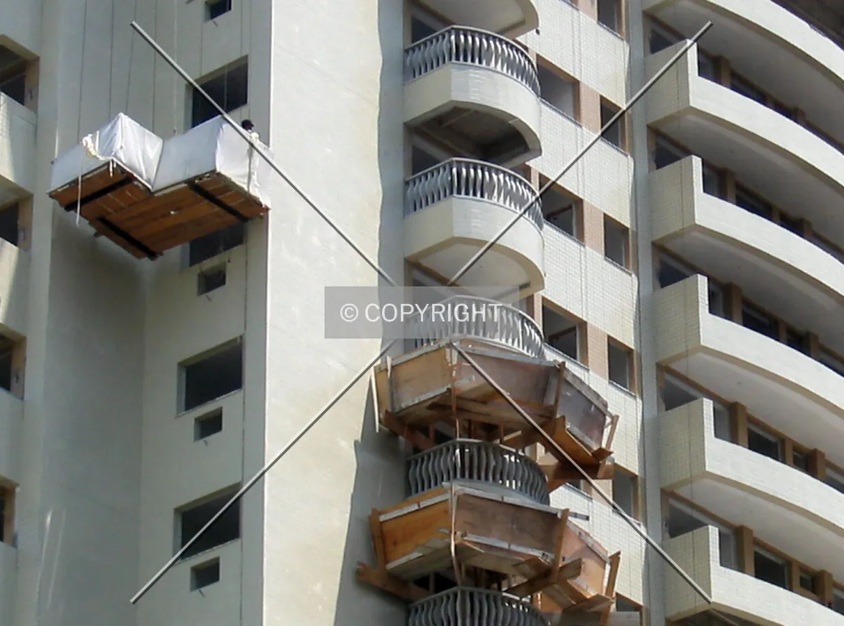 Placing the ceramic tiles in the balconies