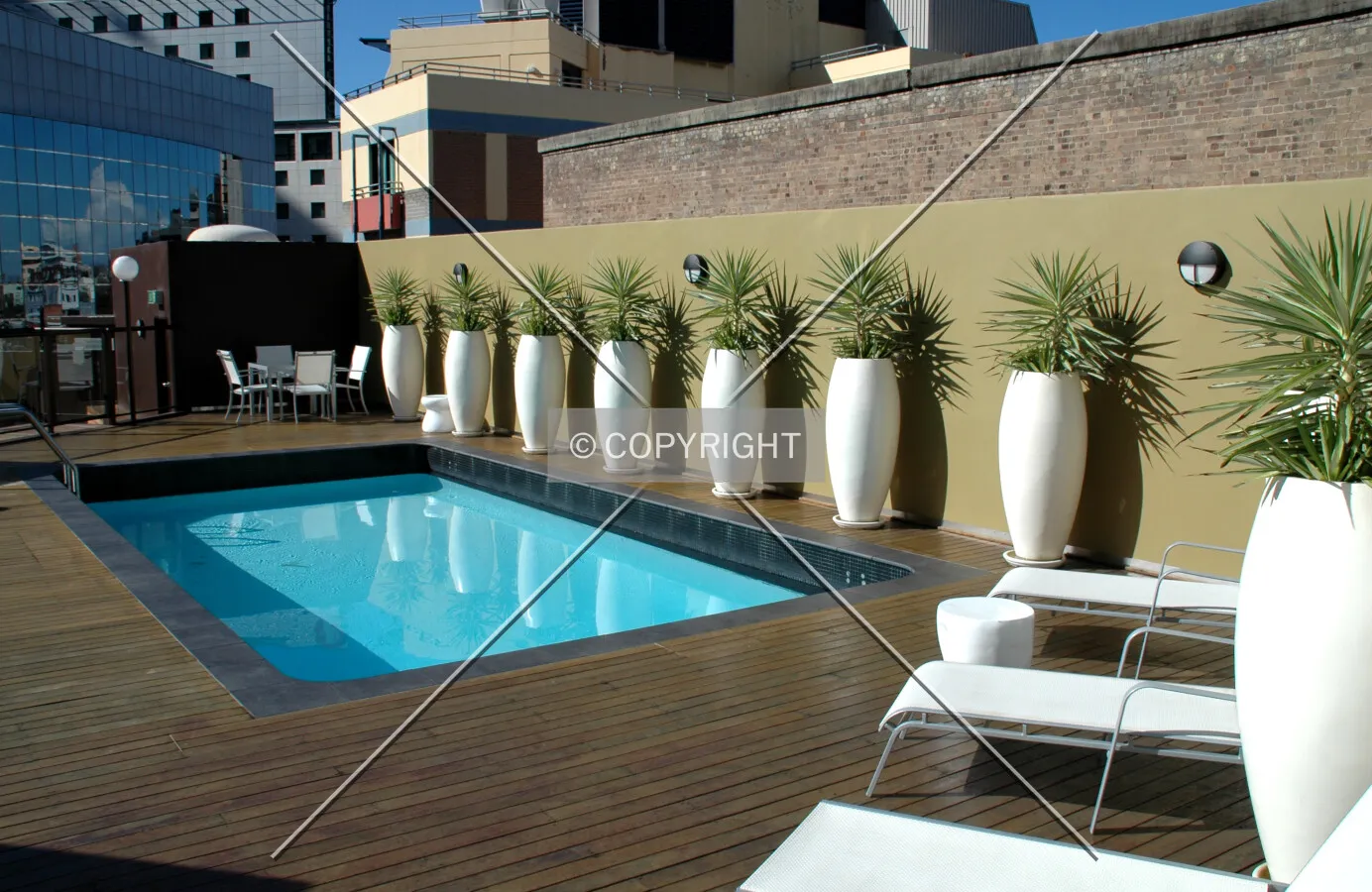 View of the pool on the roof terrace