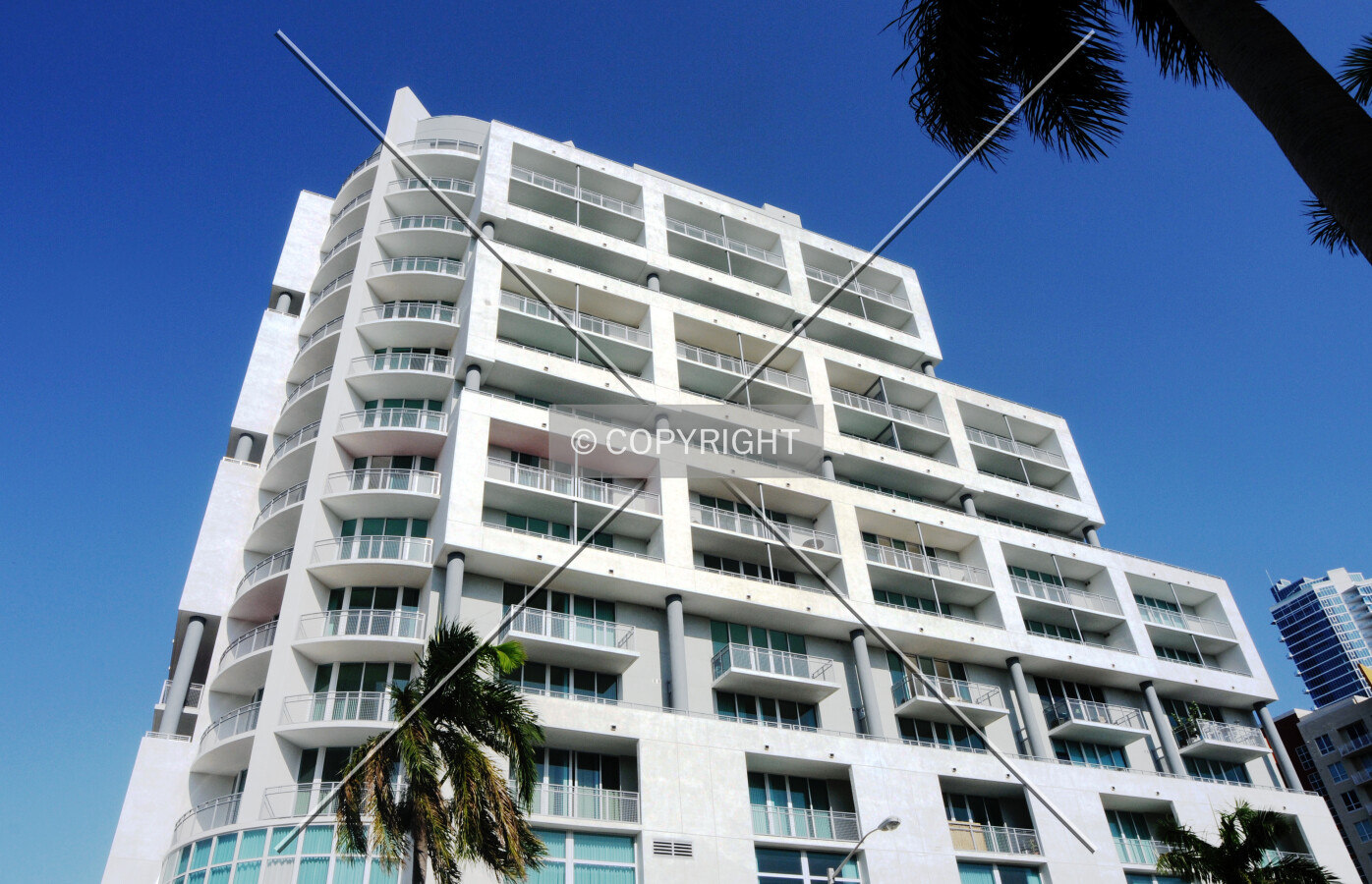 Looking up from the west across Biscayne Boulevard