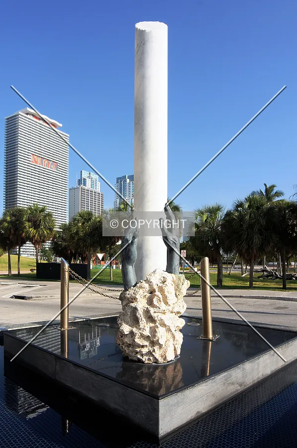 View of sculpture in the parking lot area