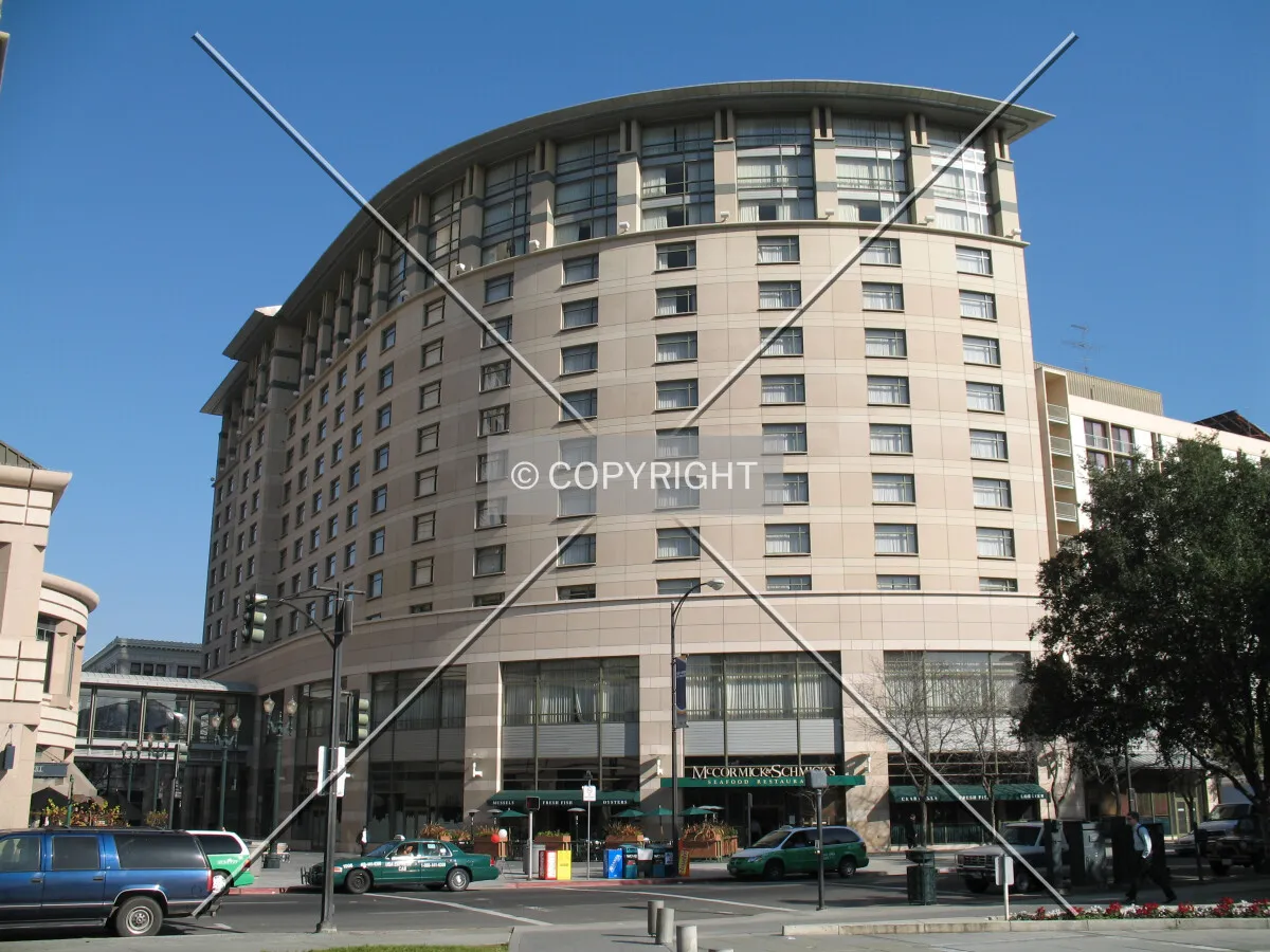 The northwest side is connected to the main hotel building by a bridge