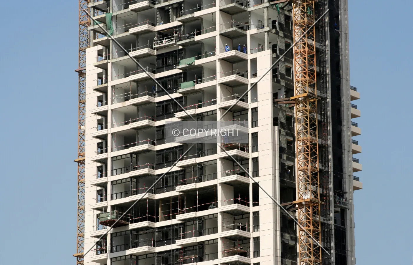 View of the facade progress