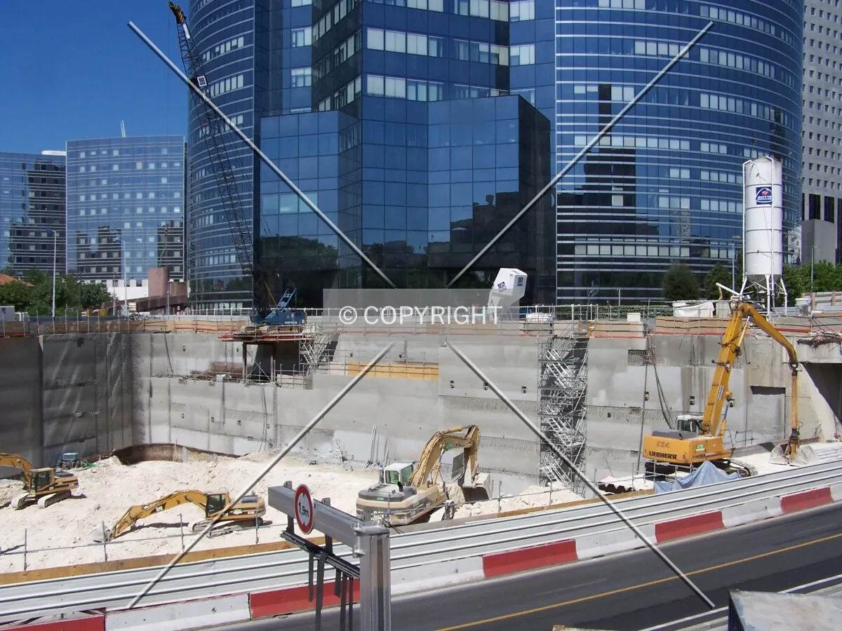 View of the building site with twin towers behind