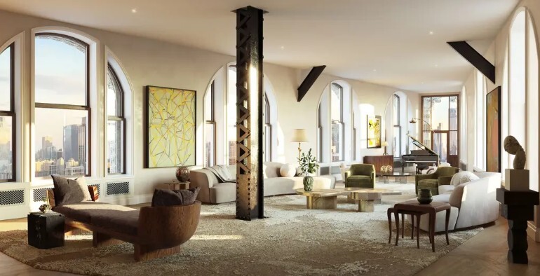 The great room of the 21st-floor residence