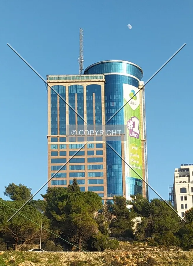 The Palestine Trade Tower in Ramallah, Palestine. Photo taken by Ameen.