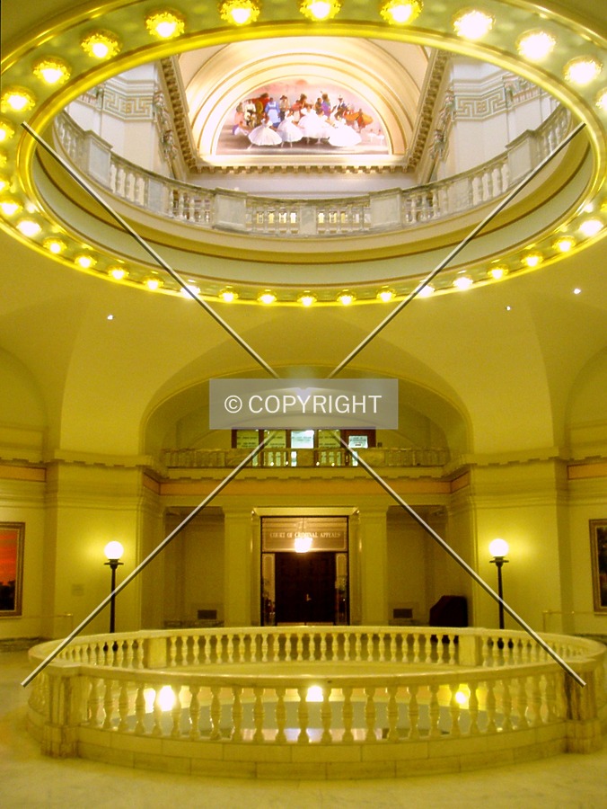 Looking across the central core to toward the west wing on the second floor