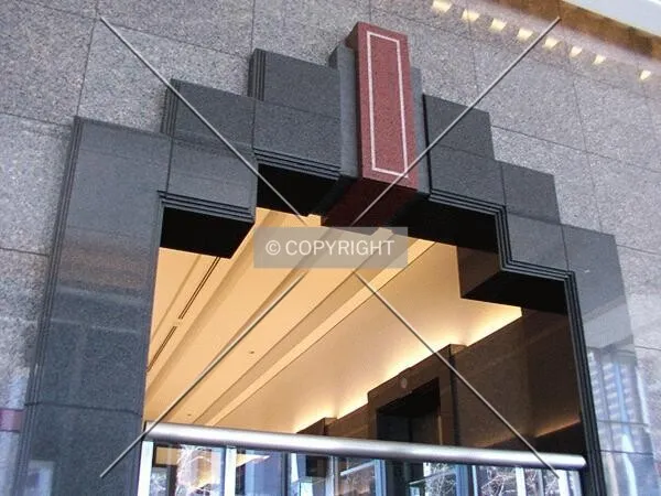 Archway over second-level elevator bank