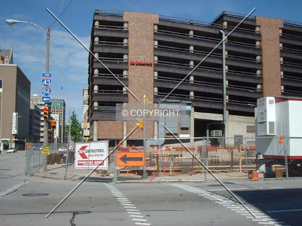 Foundation work, view to the west along Mason Street