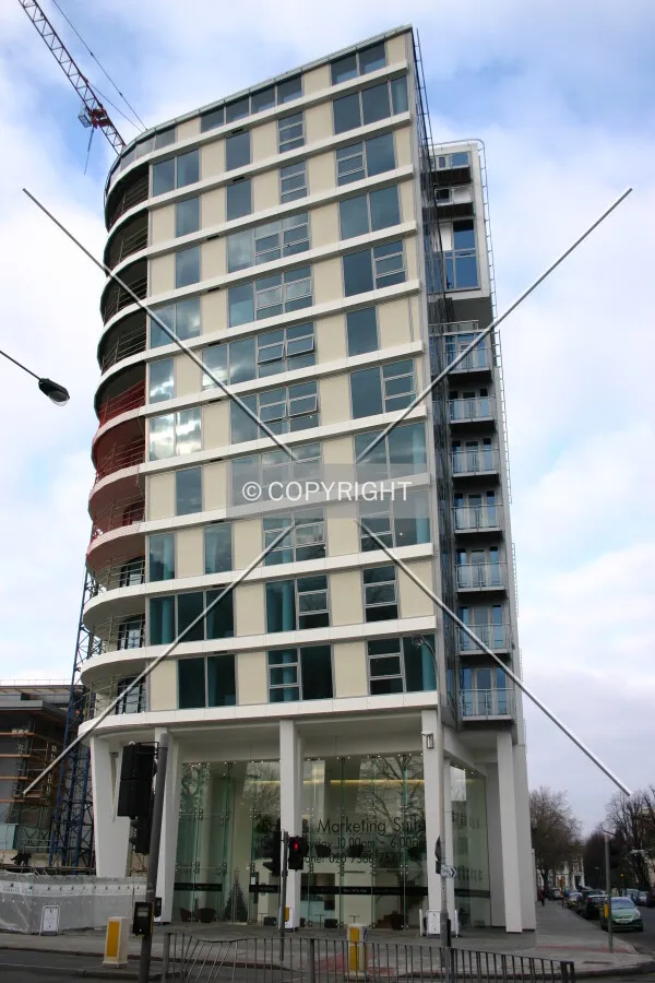Almost complete, the south façade from Adelaide Road