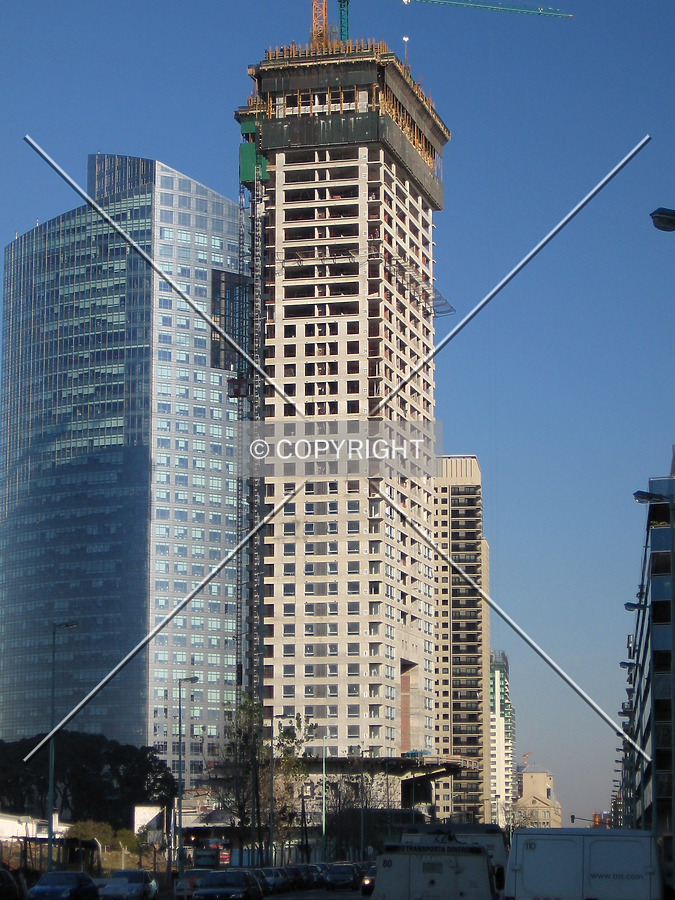 View from the north, at left the Repsol-YPF Tower