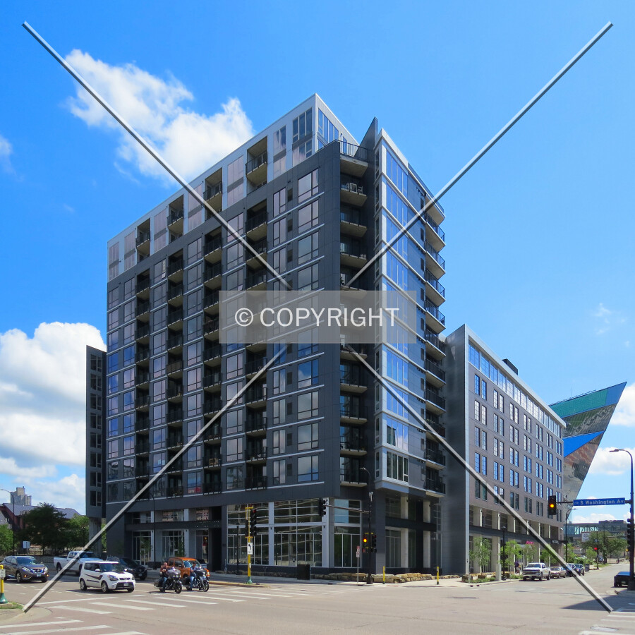 View to the south across Washington Avenue South & Chicago Avenue