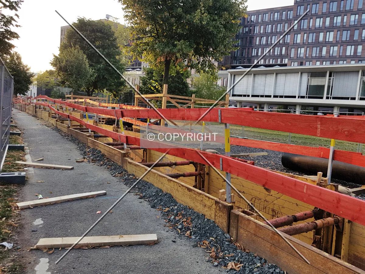 Street construction works on utilities