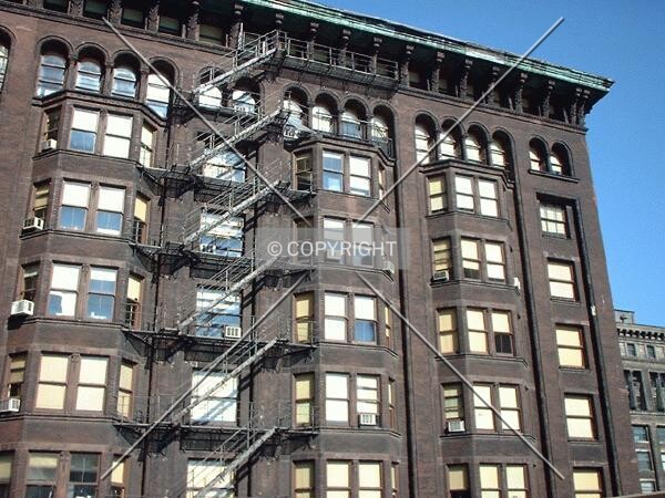 Upper floors of the south end of the building, from a neighboring parking garage