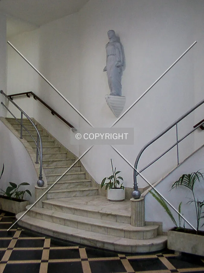 Stairway from lobby to mezzanine