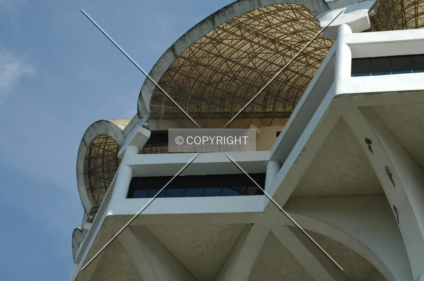 Looking up at the observation platform