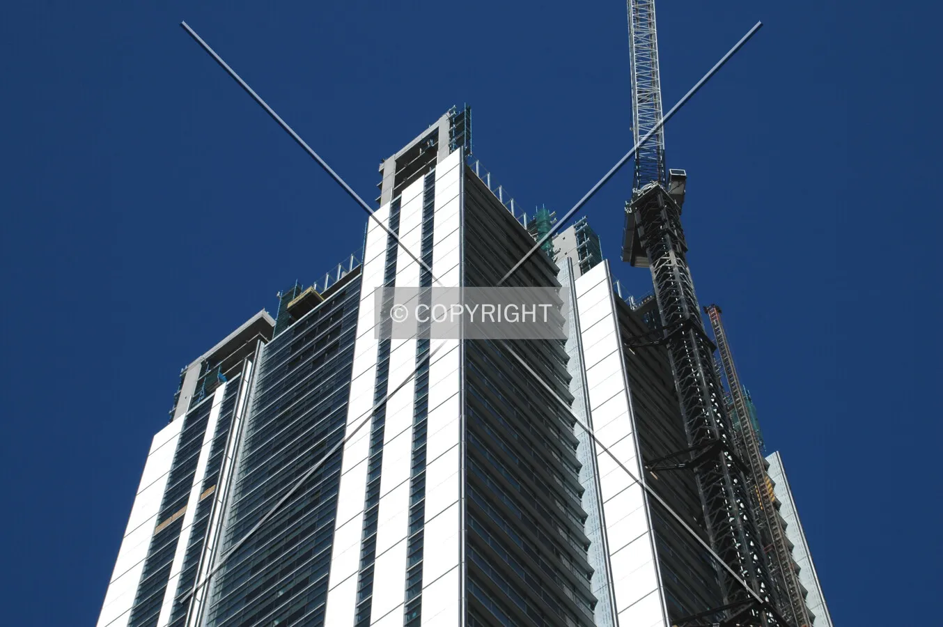 Looking up the northeast corner