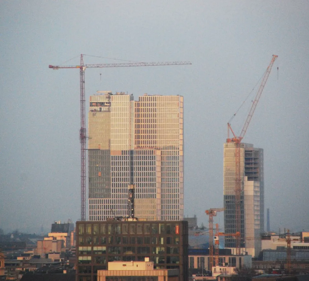 Sunset reflecting from the new facade
