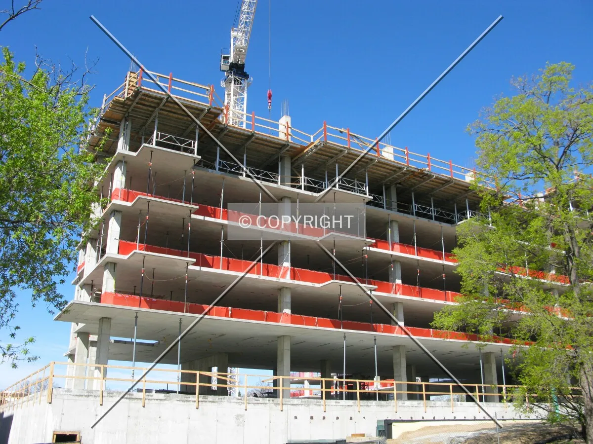 Looking up the southeast corner