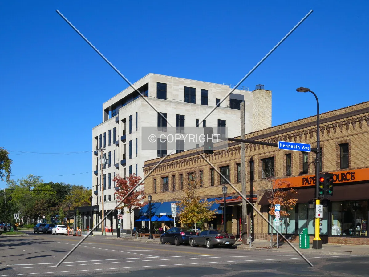View to the northwest across West 31st Street & Hennepin Avenue South