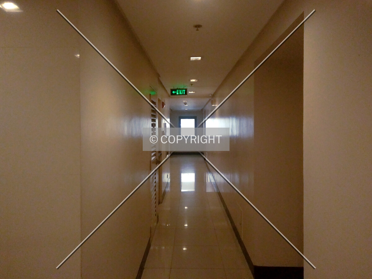 18th floor corridor looking toward the north window
