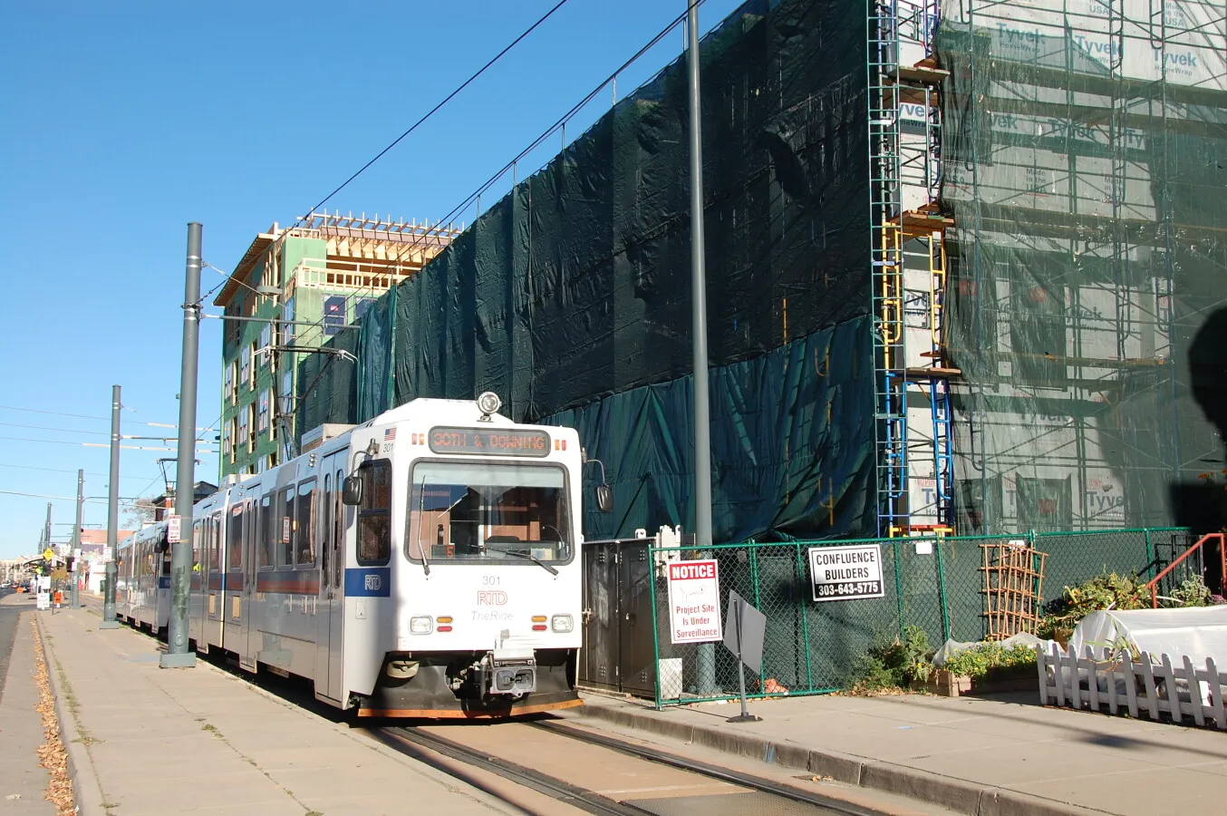 RTD light rail train passing by