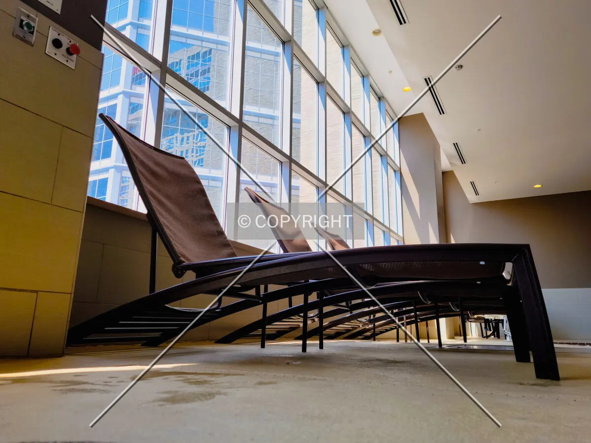 Chairs in the Hyatt Place swimming pool area; July 4, 2021