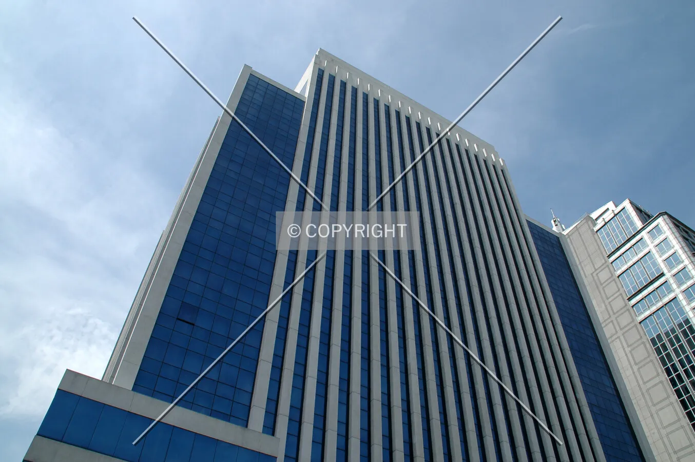 Looking up the northeast corner