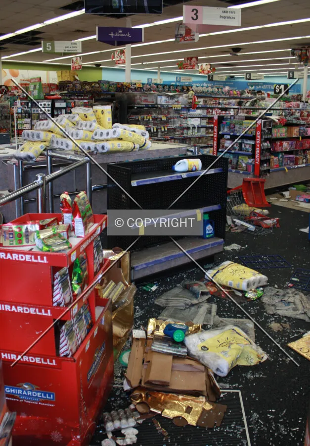 Interior view after being vandalized during the Michael Brown protests; November 25, 2014