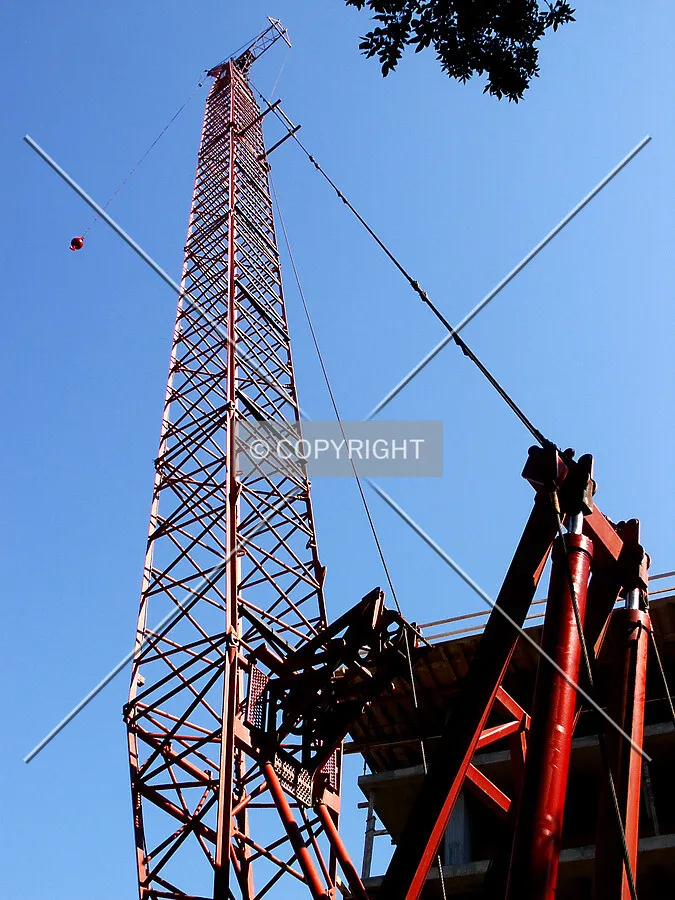 Mobile crane by the southwest corner