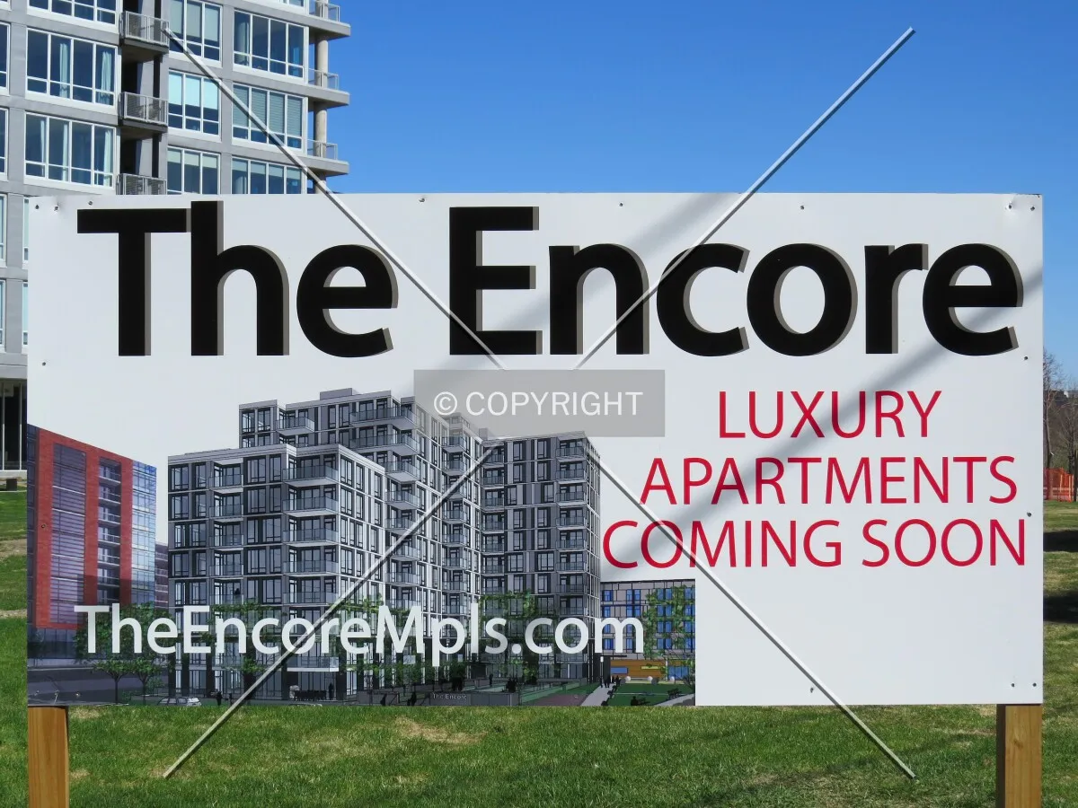 Rendering on sign at site