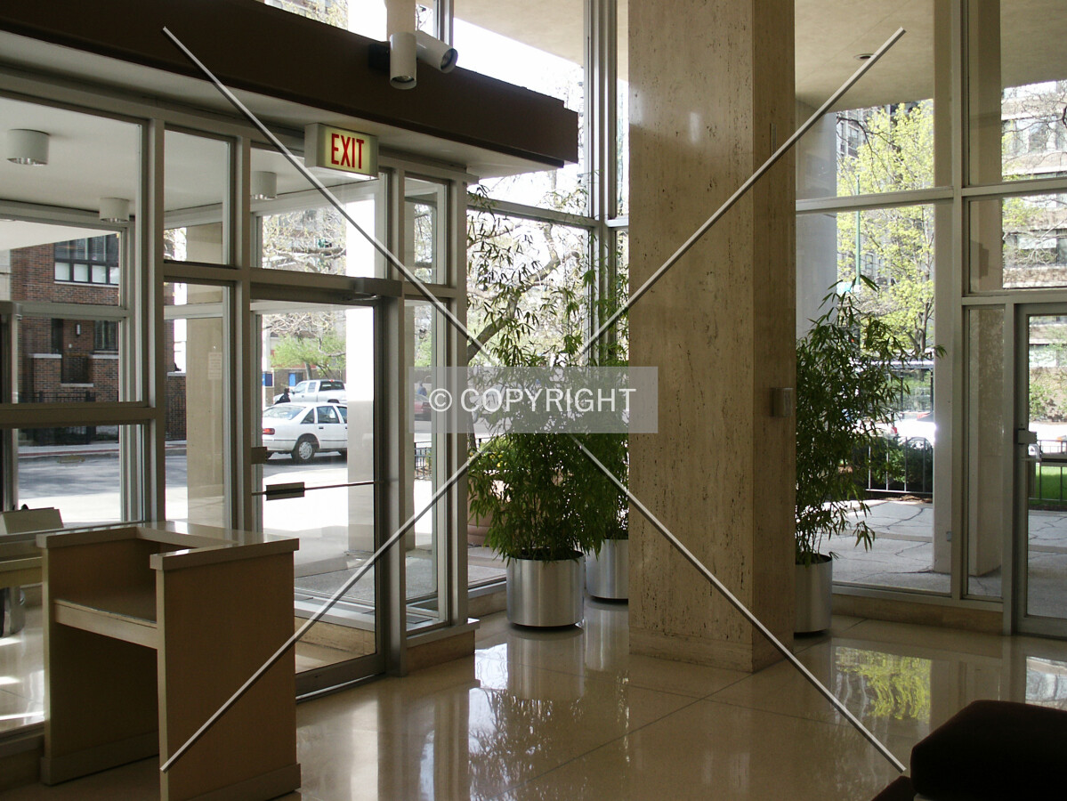 Inside the lobby facing southwest