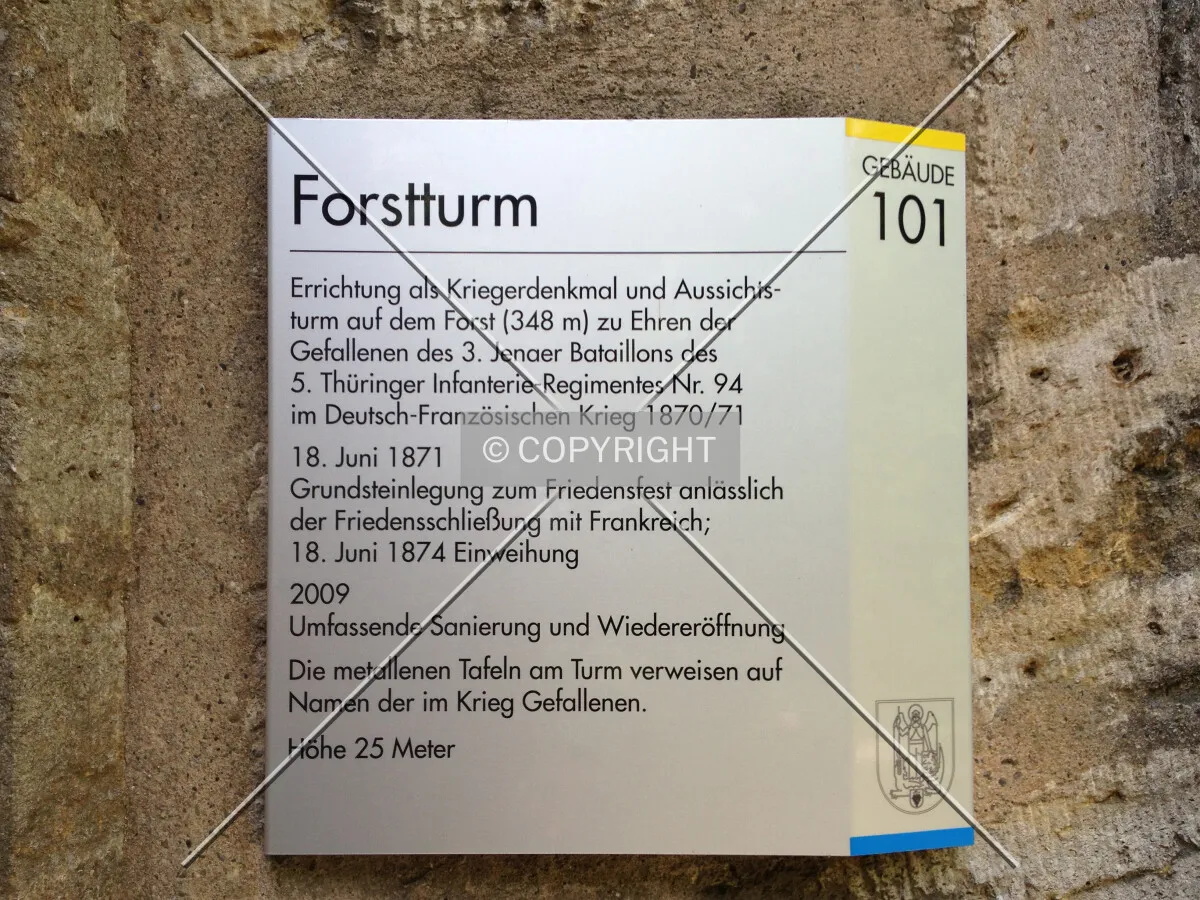 Sign explaining the history of the Forstturm