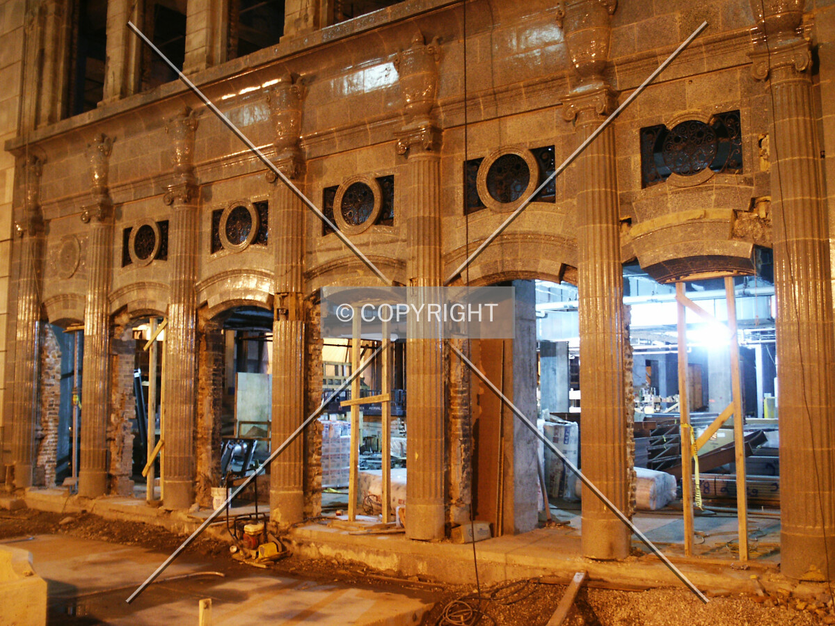 Base of the northern storefront on Wabash Avenue