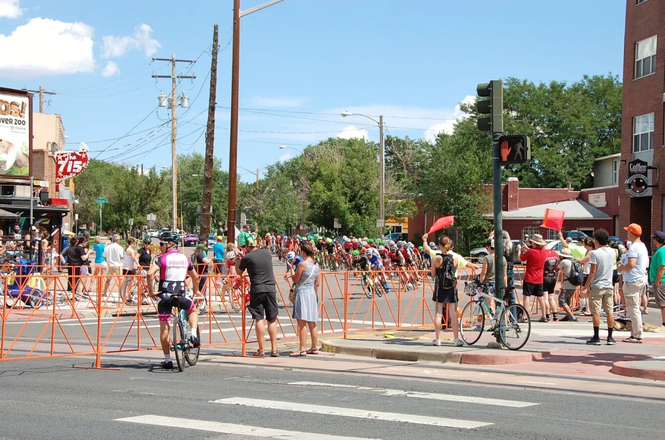 Cycle racers and spectators