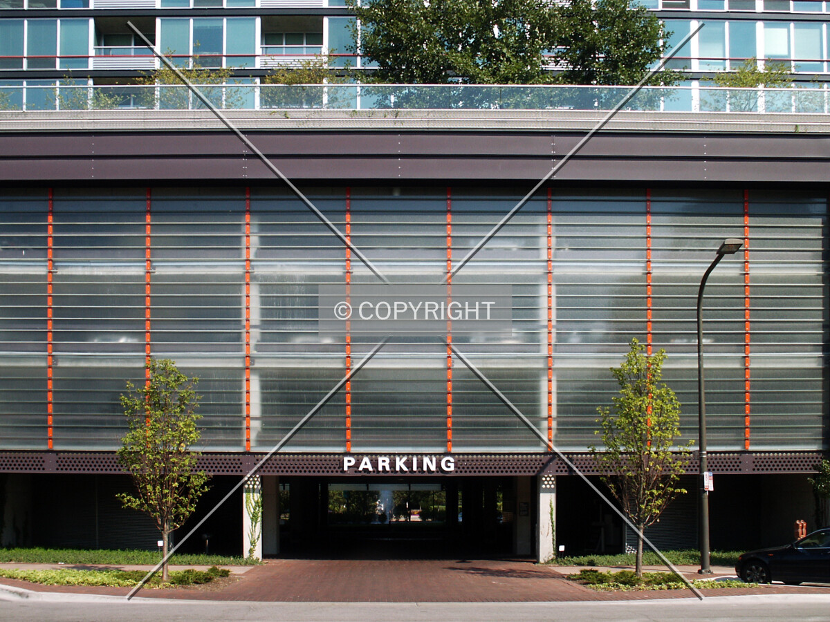 Entrance to the parking garage