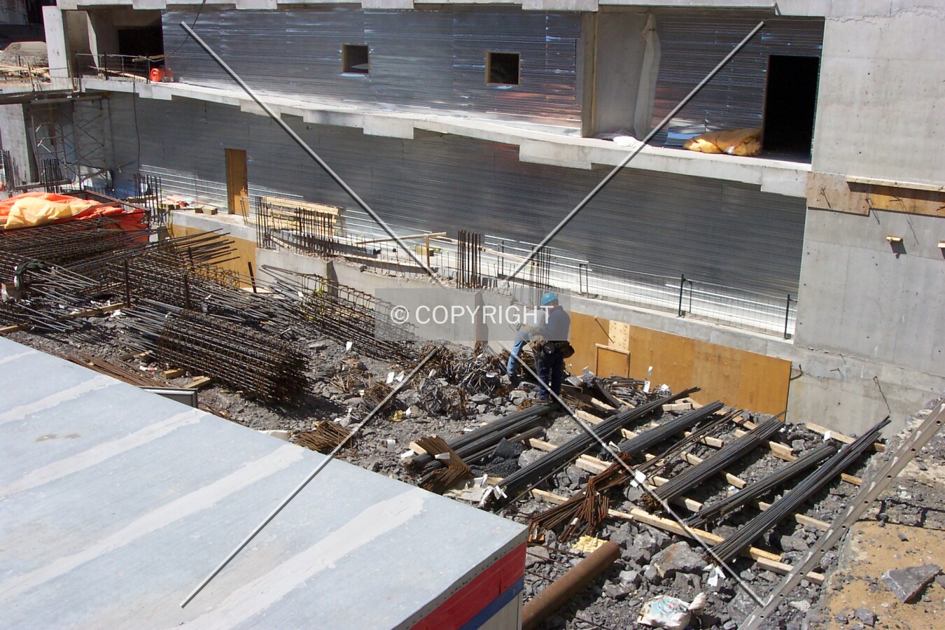 Looking down into the construction site, as seen from Albert Street