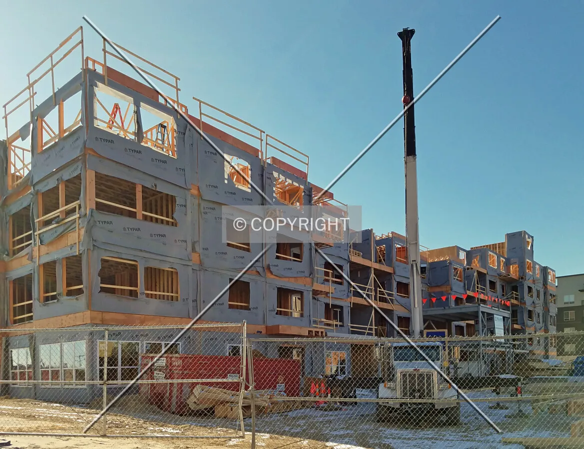 View from the northeast during construction; January 7, 2017