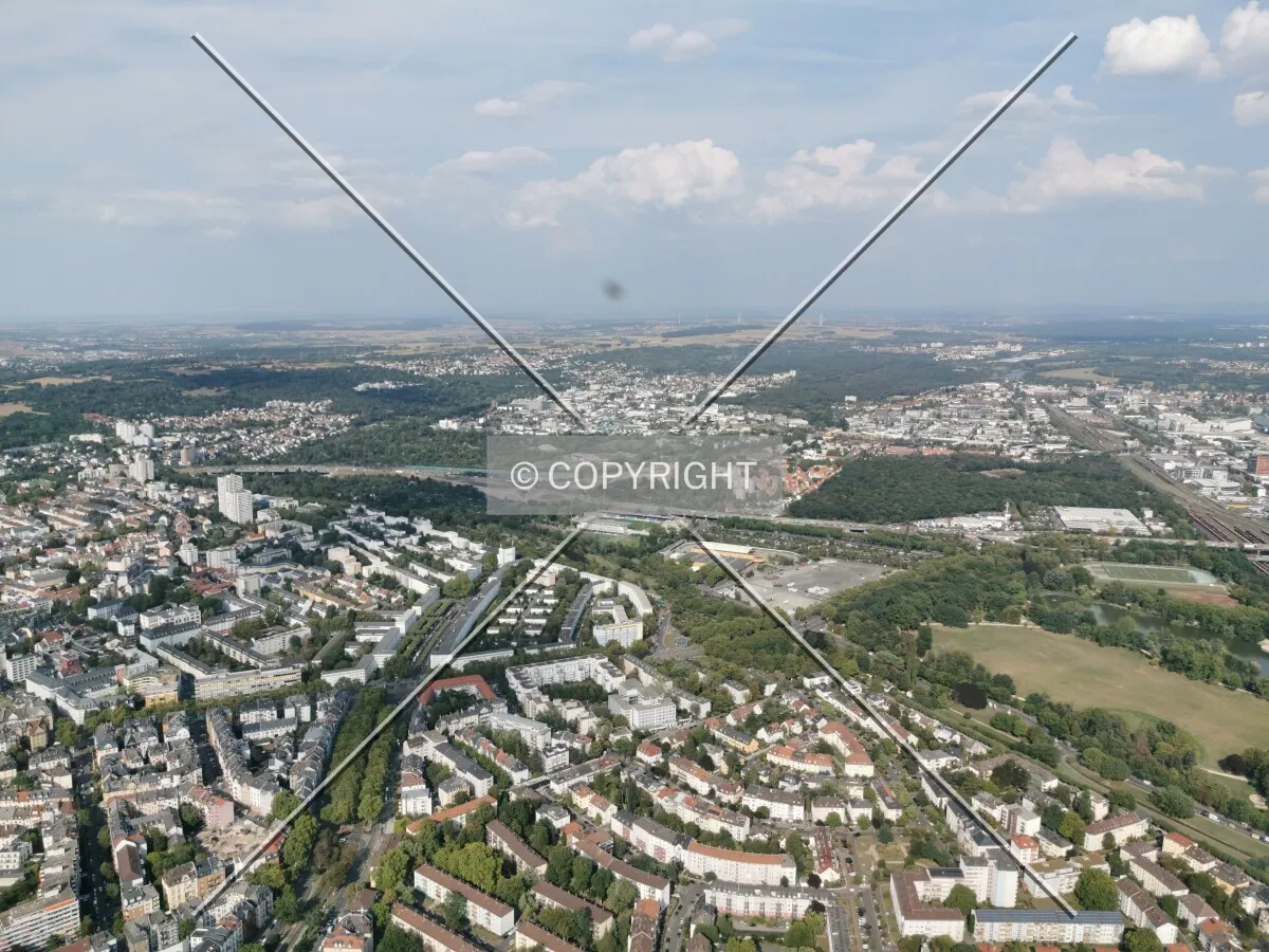 Flight with a helicopter over Frankfurt