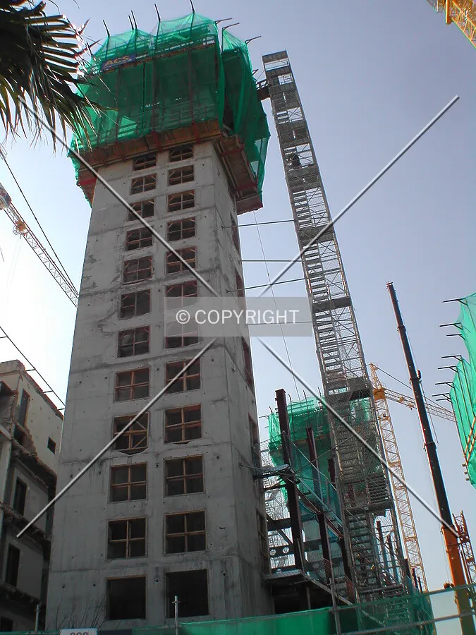 A concrete core and the temporary stairs