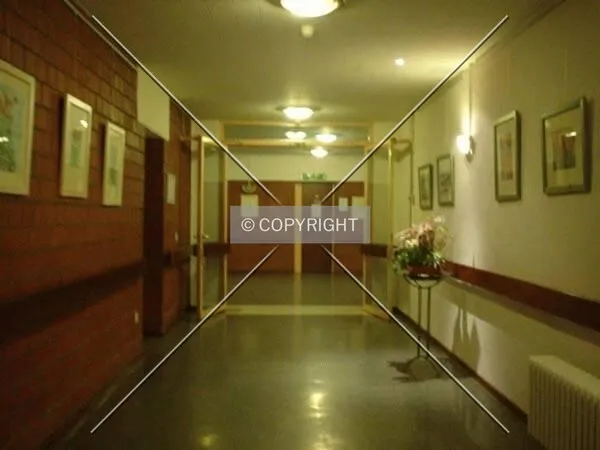 A walkway inside the building