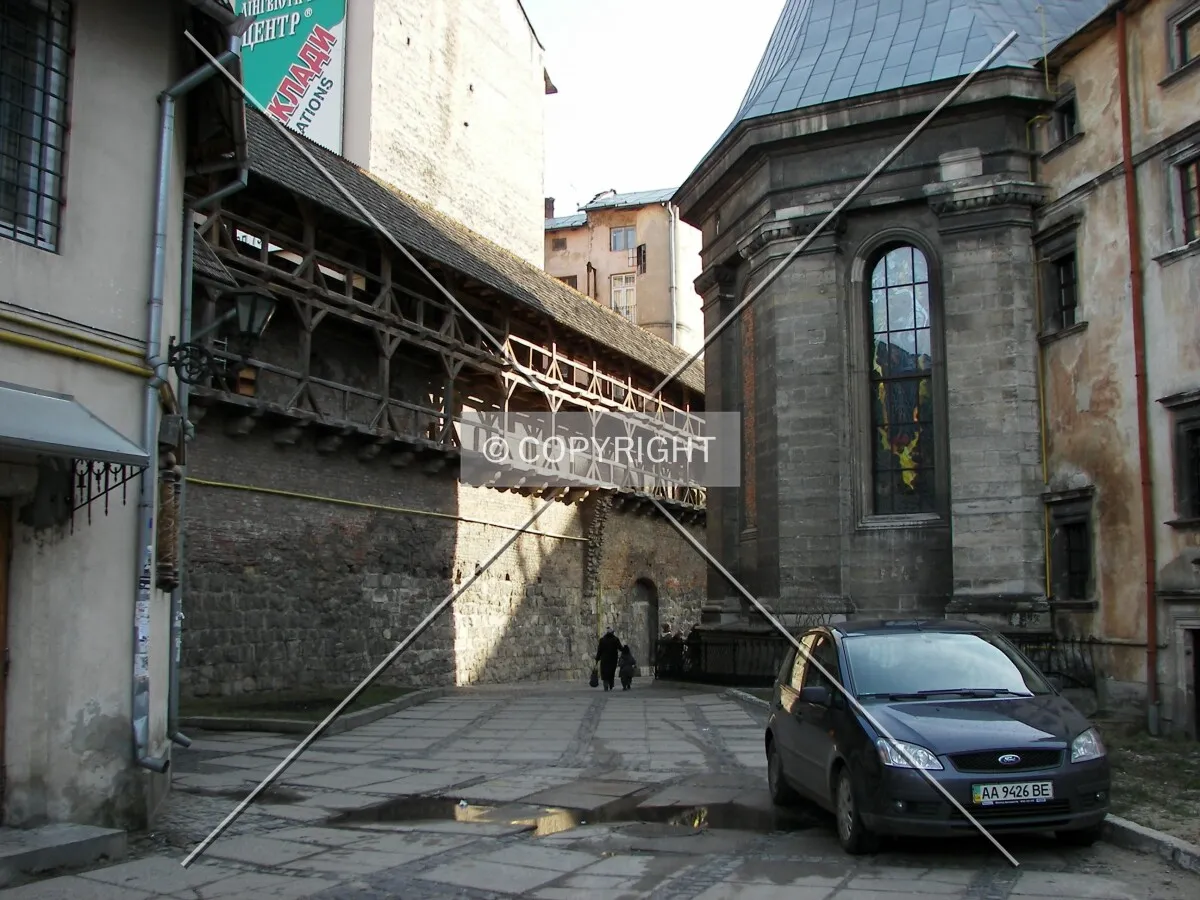 Looking along monastery yard