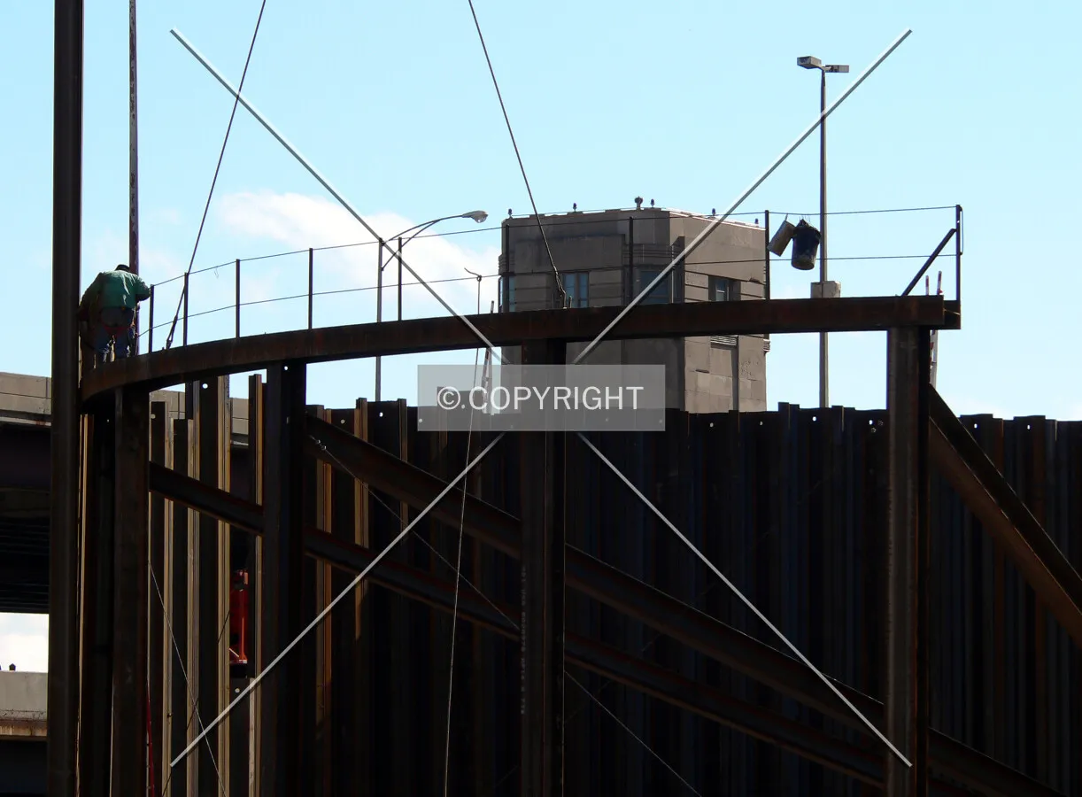Working on the framework that will help guide the steel sheeting for the core into position