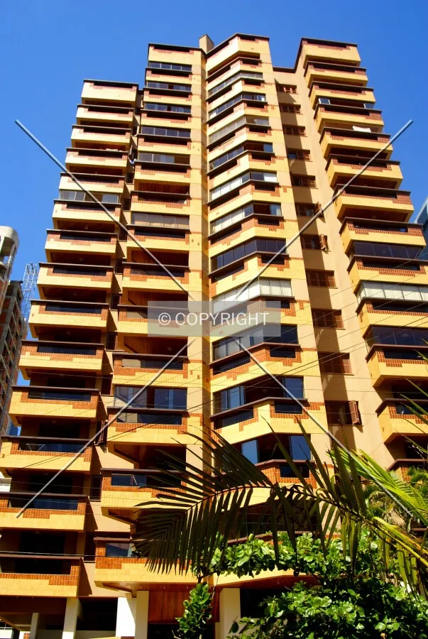 Looking up from across General Firmino Paim Street