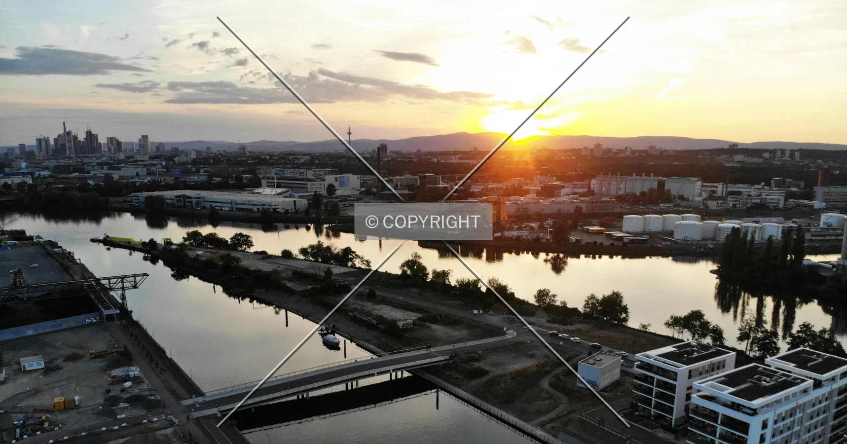 Sunset over Frankfurt and Offenbach